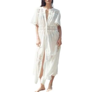 NEW!H&M 100% Cotton White Maxi Dress. Size:Small
